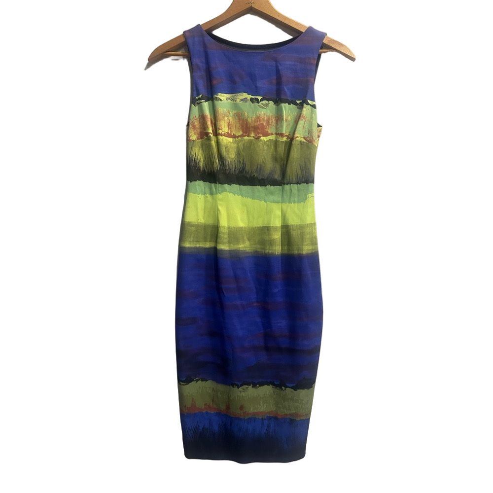 Karen Millen Multicolor Brushstroke Print Bodycon Dress - Size 6